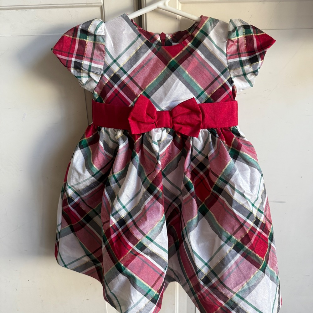 Gymboree Girls Plaid Holiday Dress Toddler Size 6-12 Months Festive Red Green